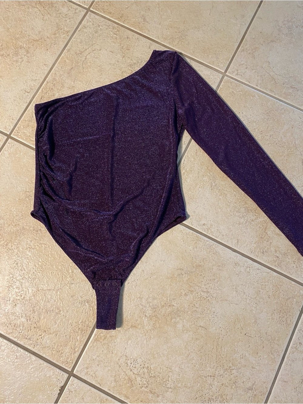 Intimissimi Jennifer Lopez Brand Shimmer One Shoulder Bodysuit Shiny Purple